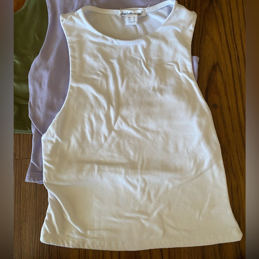 Charlotte Russe Multicolor Crop Tank Tops - Black, White, Lavender, Olive, Rust - Picture 6 of 12
